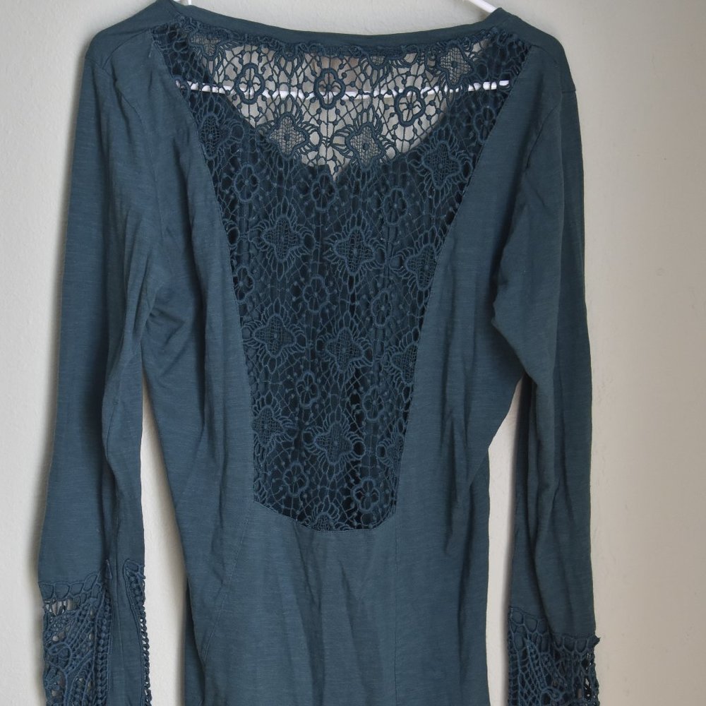 Henley Lace Long-Sleeve Shirt